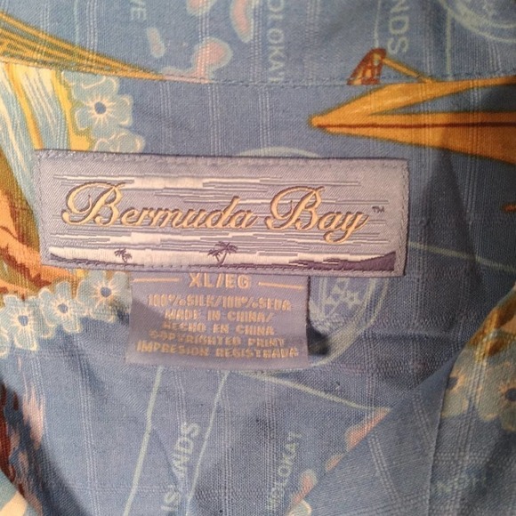 Bermuda Bay Silk Sailboat Beach Button Shirt XL - Picture 3 of 11